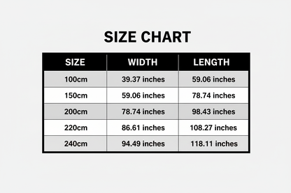 Black and White Size Chart